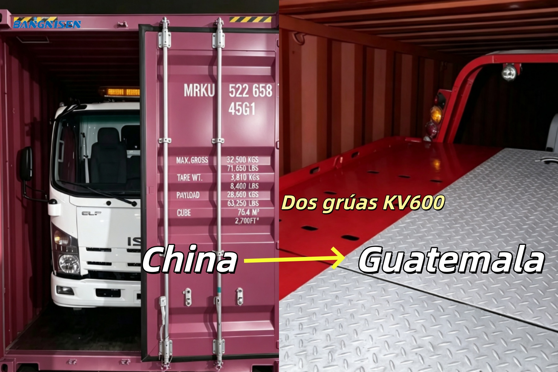 2 units of 2018 ISUZU KV600 wrecker/towing trucks shipped to Guatemala(图1)